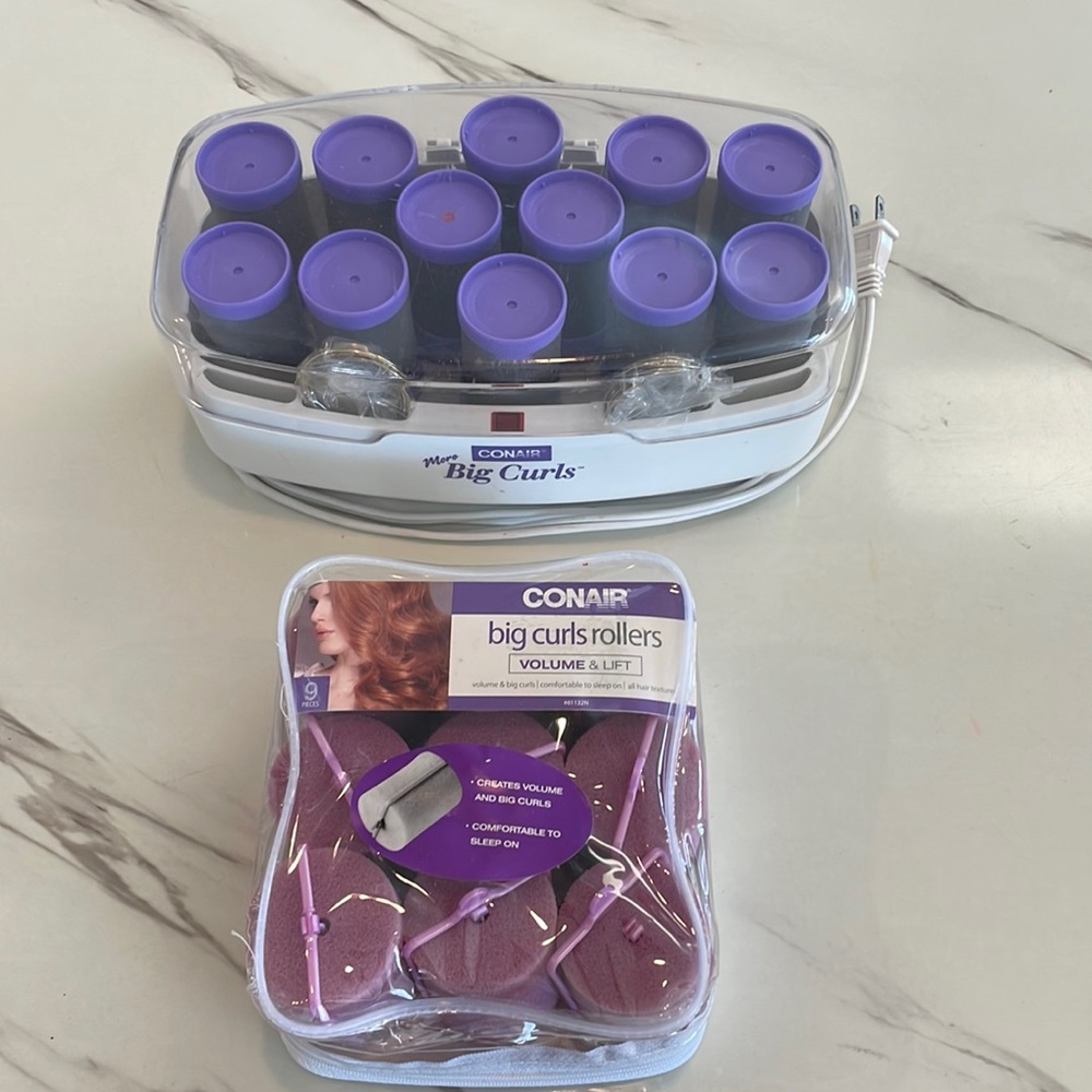 Conair More Big Curls Hot Rollers + sponge rollers